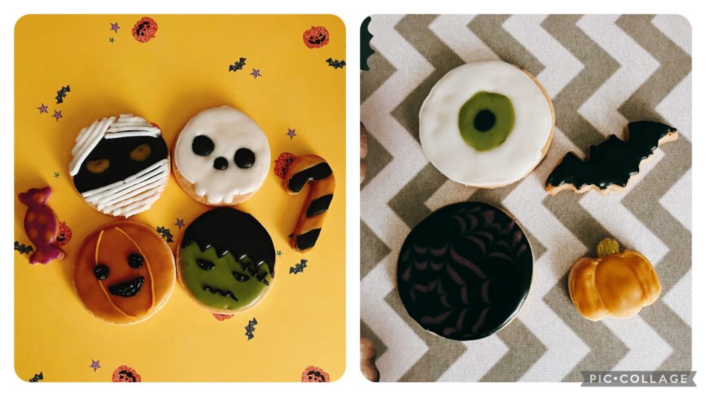 ハロウィンアイシングクッキーのかわいい系とちょっと不気味系